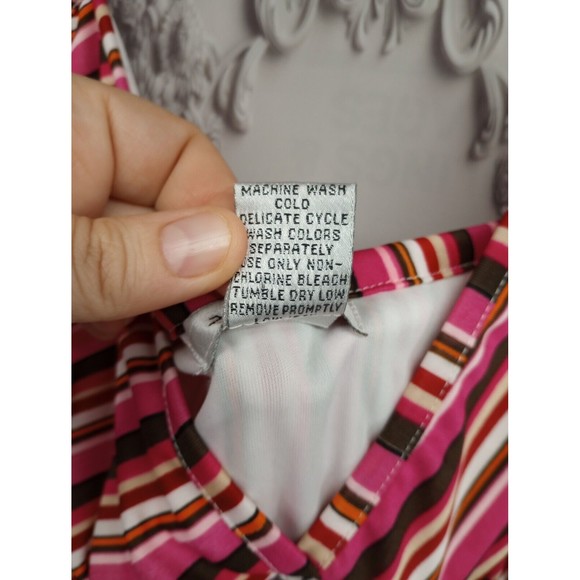 20 Something Dress SZ L Pink Striped Floral Chiffon Spaghetti Straps Lined EUC - Picture 3 of 16